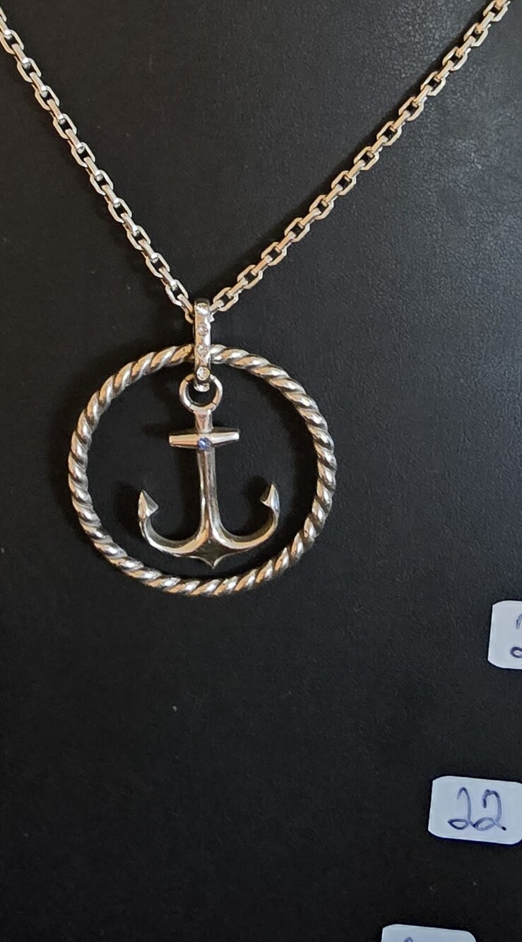 Brighton Silver Anchor in Twisted Rope Circle Necklace